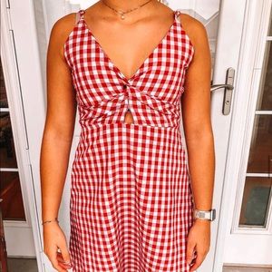 RED AND WHITE CHECKERED DRESS